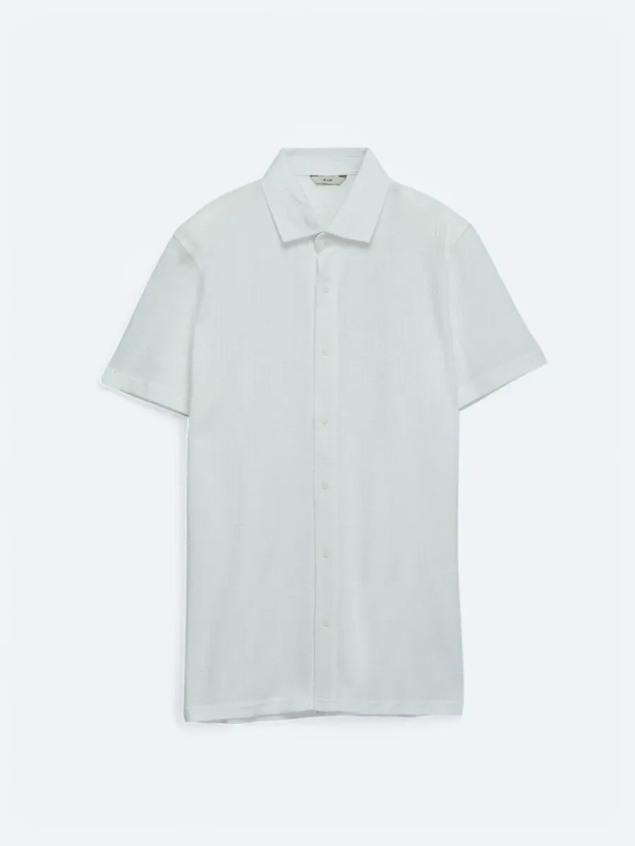 Beyaz Desenli Regular Fit Casual %100 Pamuk Gömlek - 6