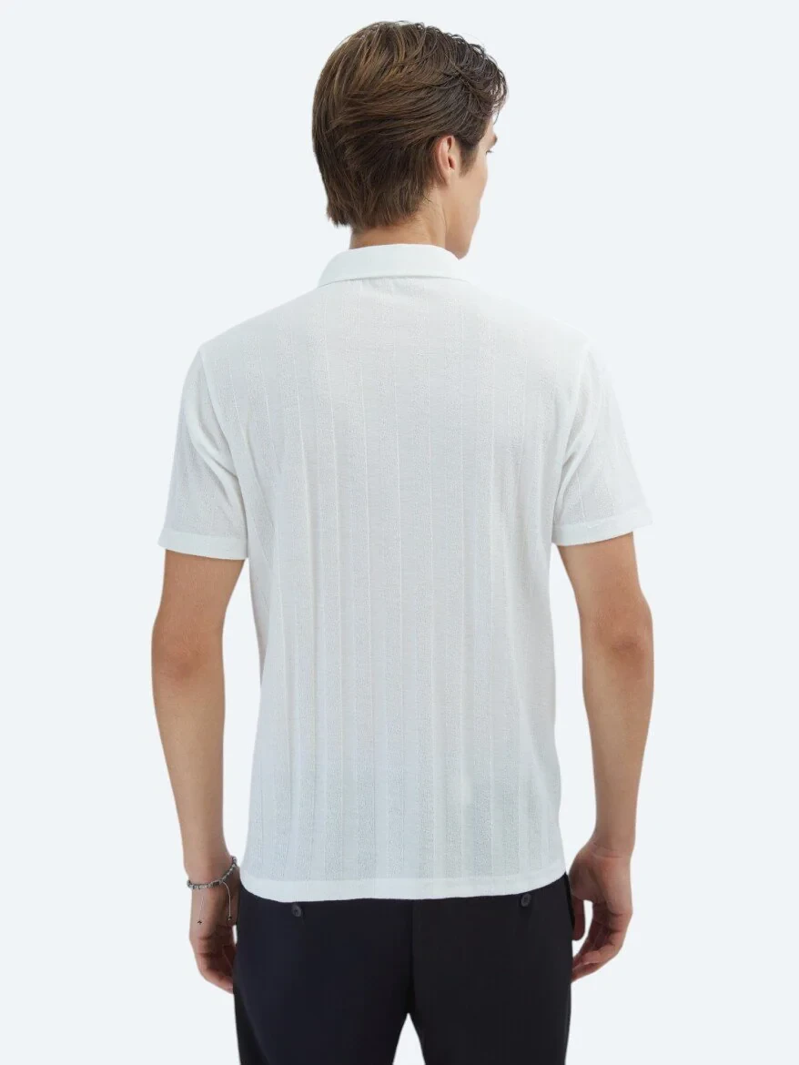 Beyaz Desenli Regular Fit Casual Gömlek - 6
