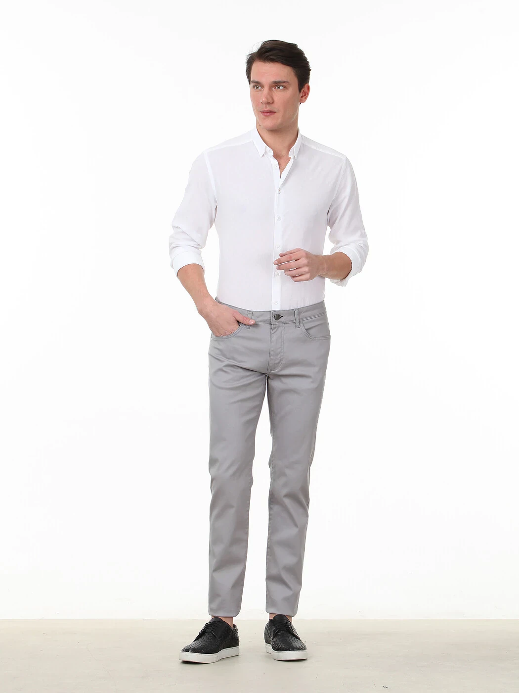 Beyaz Desenli Regular Fit Dokuma Casual %100 Pamuk Gömlek - 2