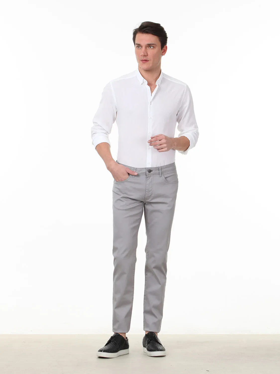 Beyaz Desenli Regular Fit Dokuma Casual %100 Pamuk Gömlek - 2