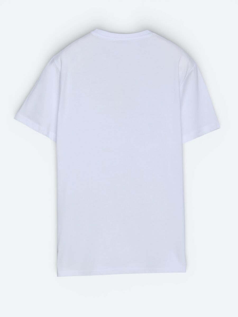 Beyaz Düz %100 Pamuk T-Shirt - 5
