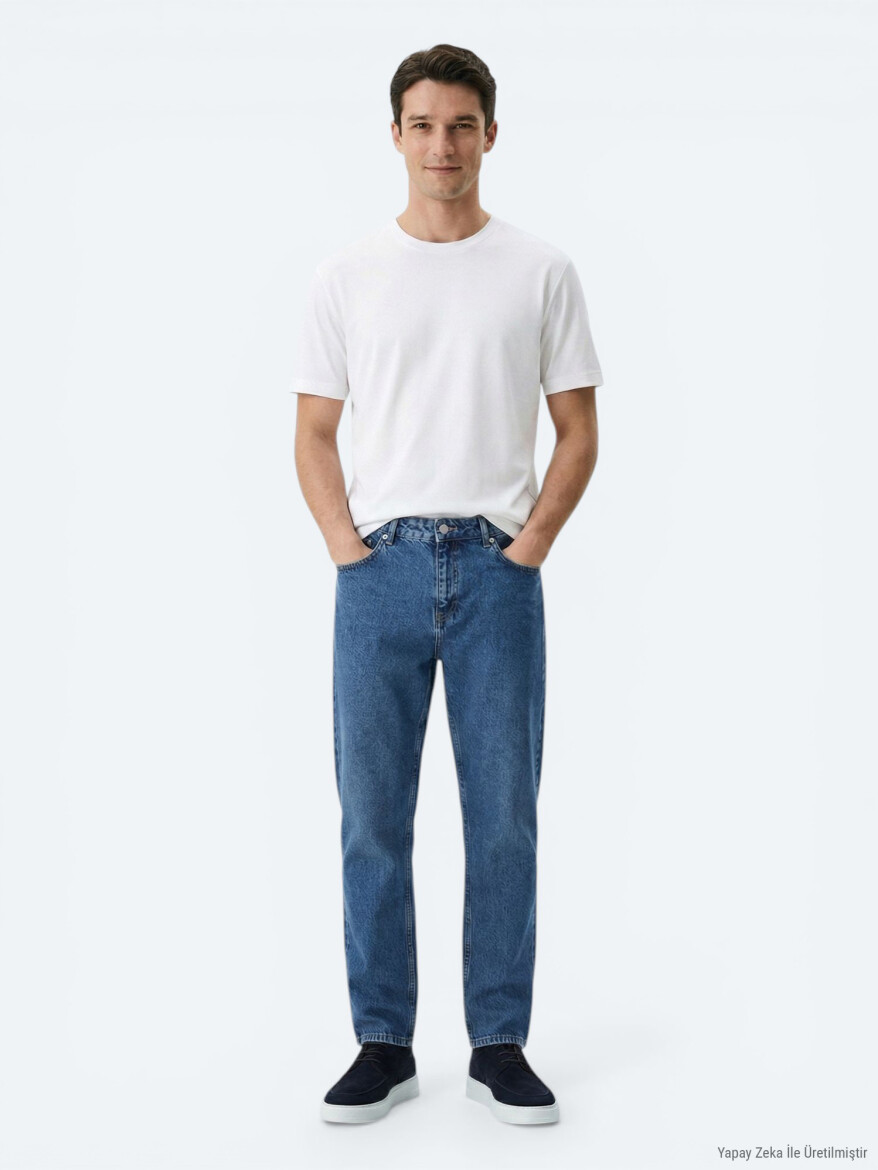 Beyaz Düz Pamuk Karışımlı T-Shirt - 4