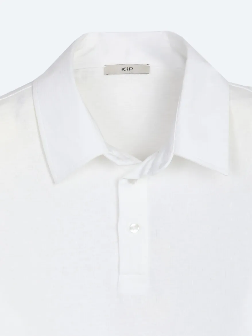 Beyaz Düz Pamuk Karışımlı T-Shirt - 8