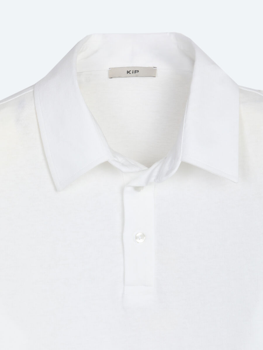 Beyaz Düz Pamuk Karışımlı T-Shirt - 8