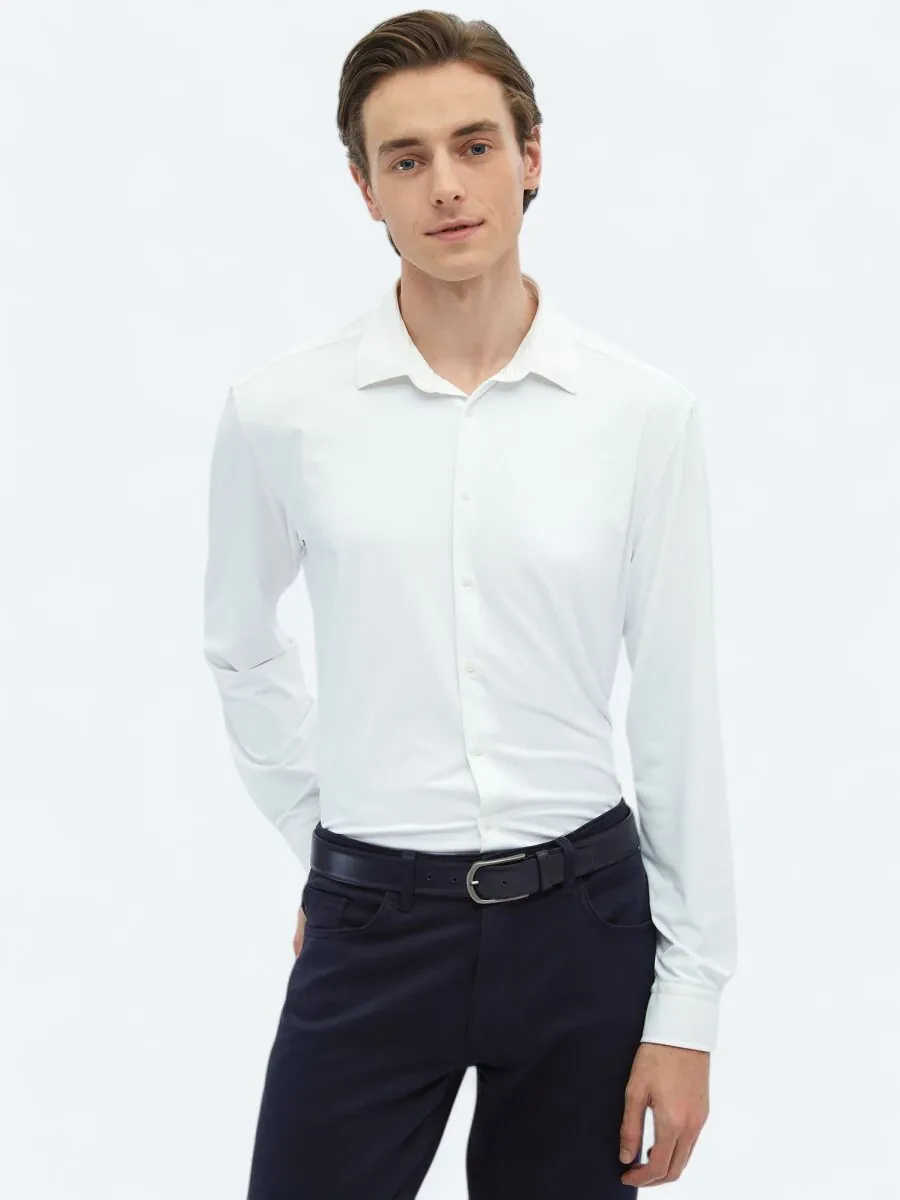 Beyaz Düz Regular Fit Casual Gömlek - 1