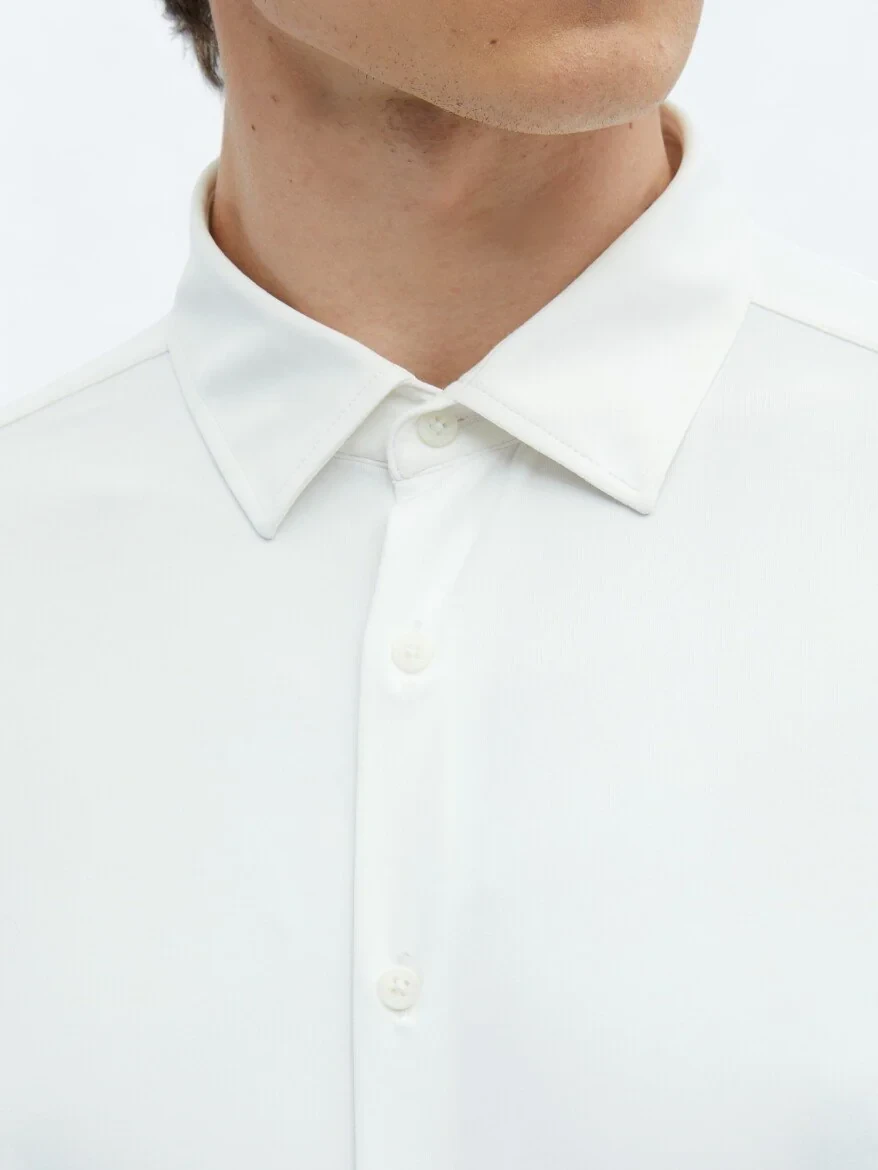 Beyaz Düz Regular Fit Casual Gömlek - 5