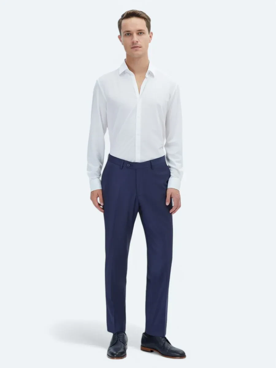 Beyaz Düz Regular Fit Casual Pamuk Karışımlı Gömlek - 2