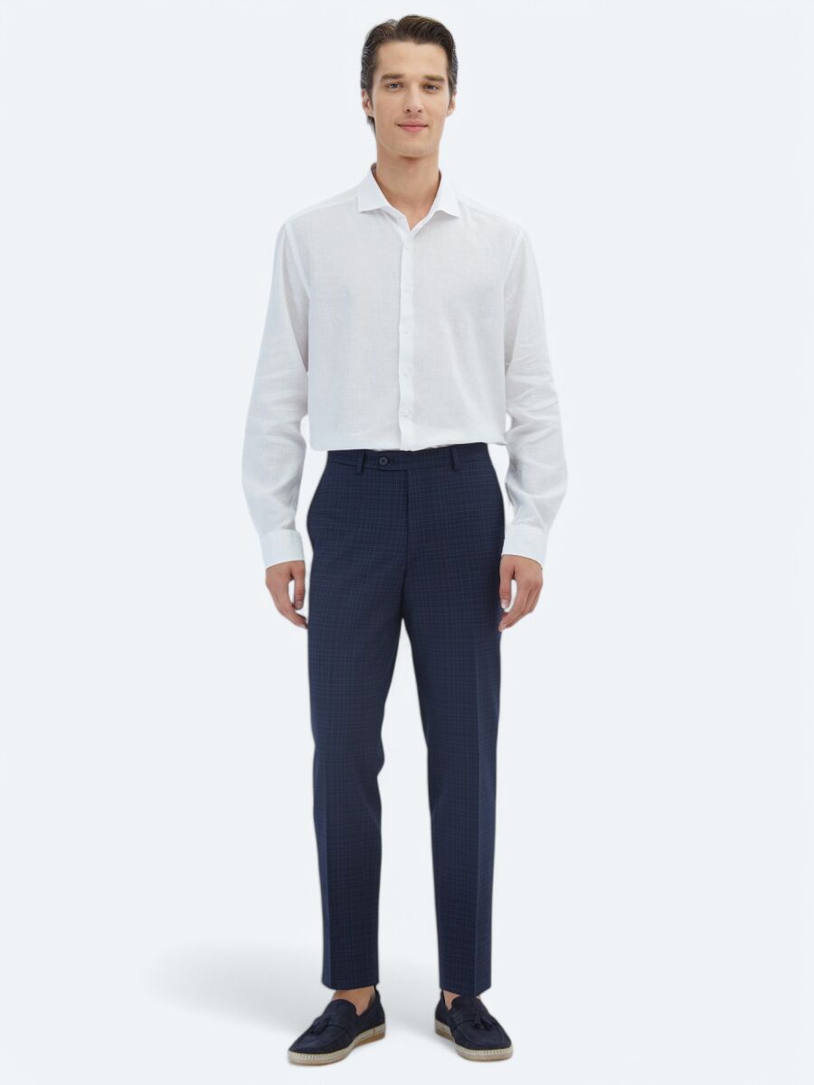 Beyaz Düz Regular Fit Dokuma Casual Pamuk Karışımlı Gömlek - 2