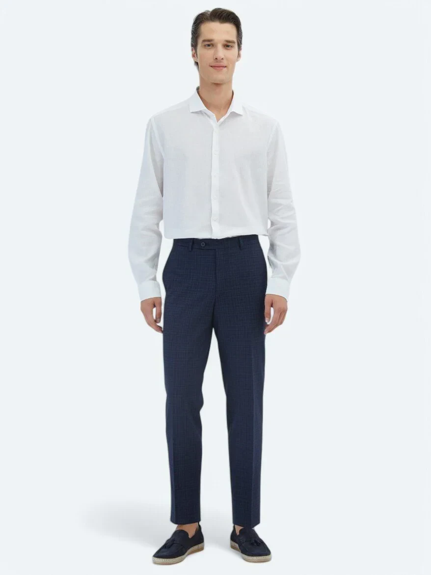Beyaz Düz Regular Fit Dokuma Casual Pamuk Karışımlı Gömlek - 2