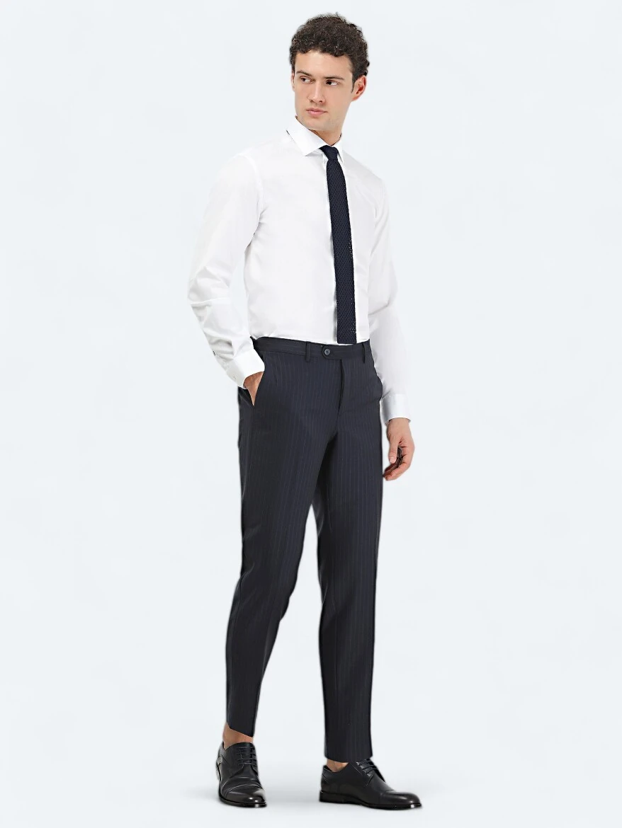 Beyaz Düz Regular Fit Dokuma Klasik %100 Pamuk Gömlek - KİP