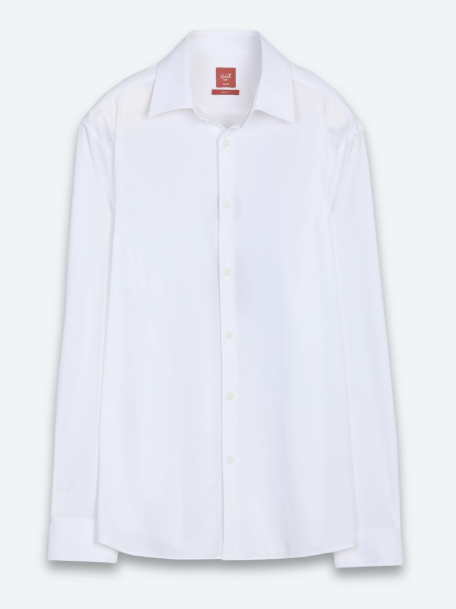 Beyaz Düz Regular Fit Uzun Casual Gömlek - 6