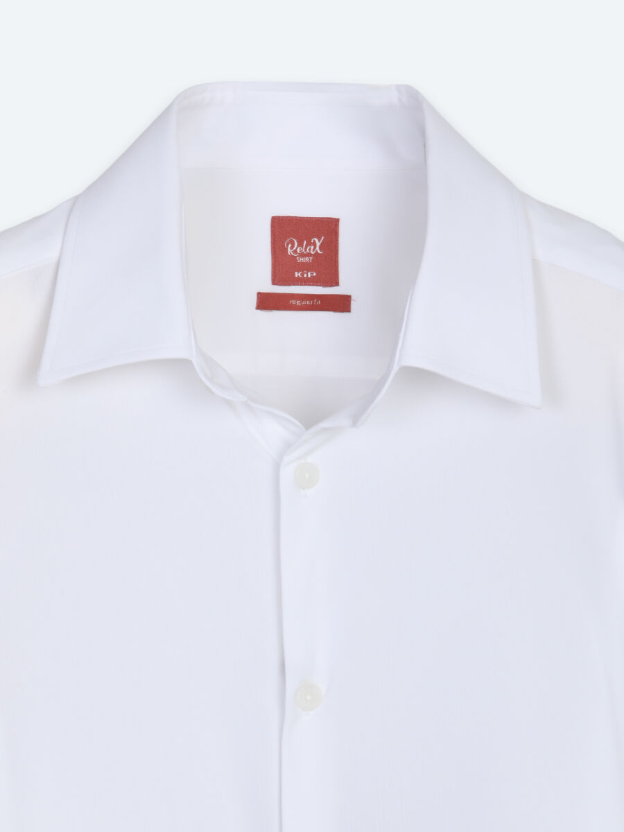 Beyaz Düz Regular Fit Uzun Casual Gömlek - 8
