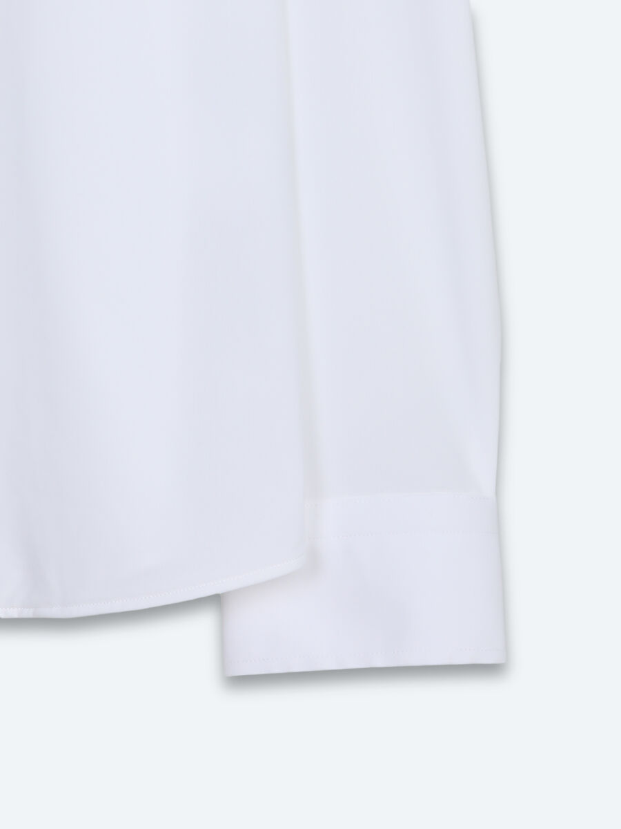 Beyaz Düz Regular Fit Uzun Casual Gömlek - 9