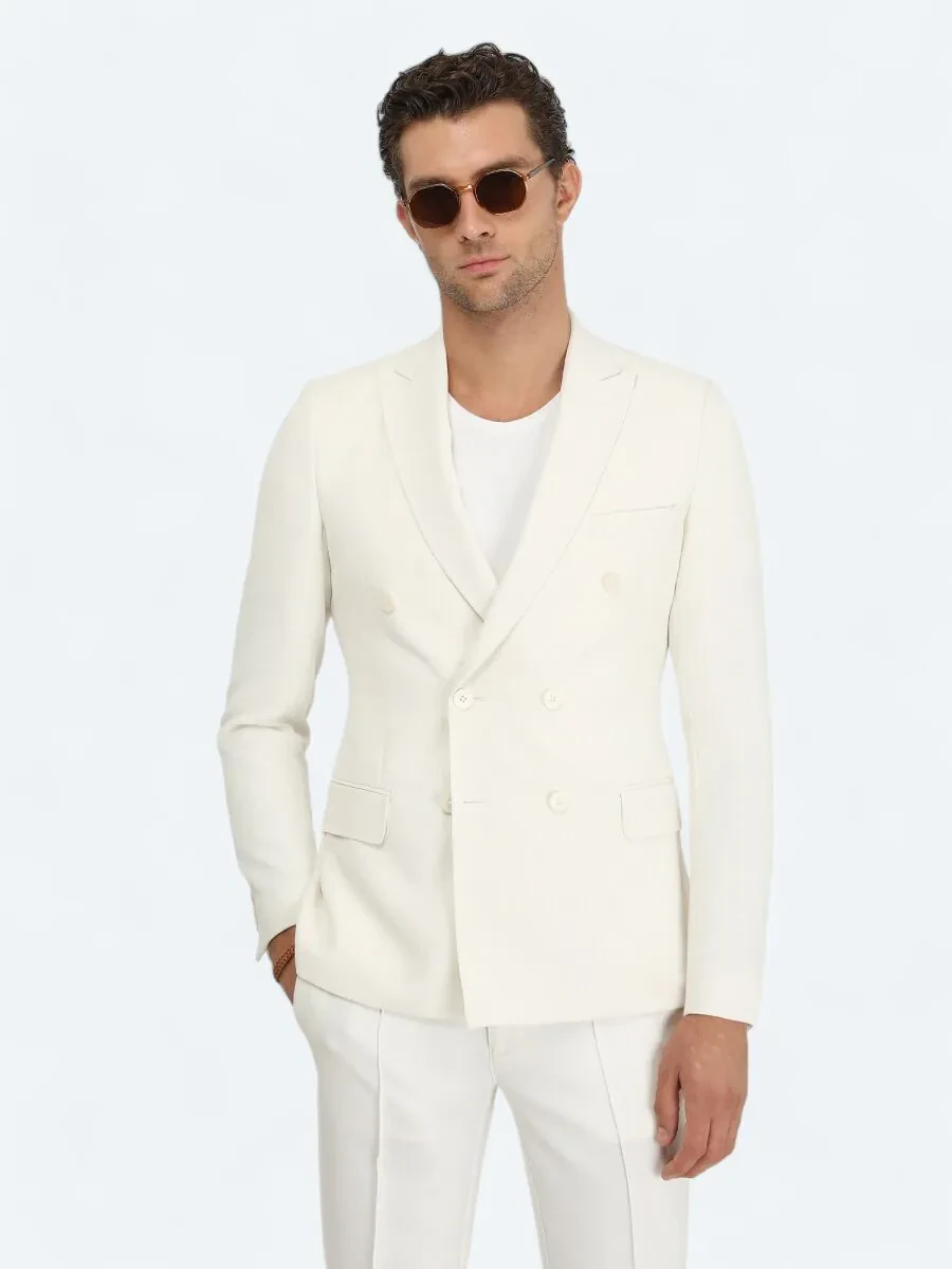 Beyaz Düz Slim Fit Ceket - 1