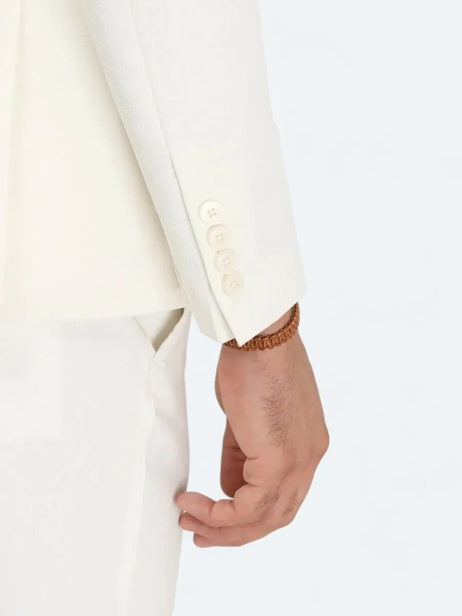 Beyaz Düz Slim Fit Ceket - 6