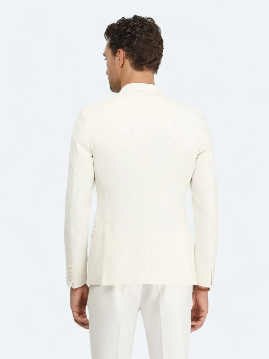 Beyaz Düz Slim Fit Ceket - 7
