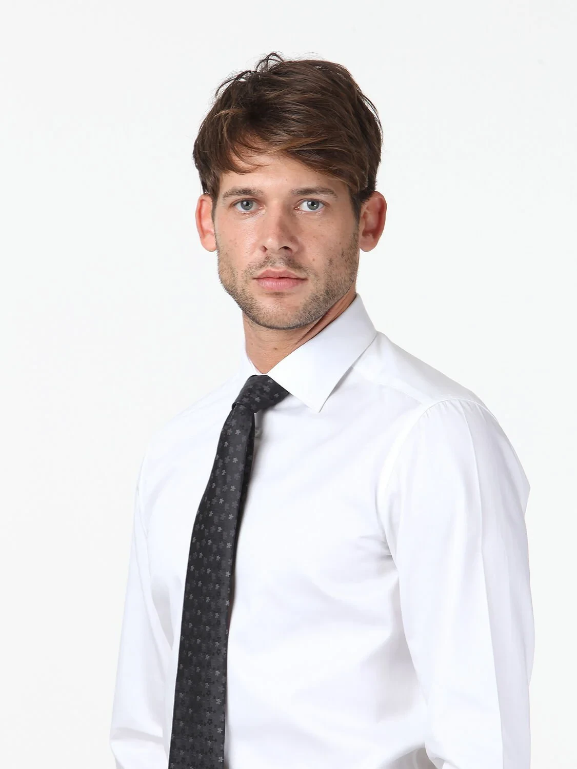 Beyaz Düz Slim Fit Dokuma Klasik %100 Pamuk Gömlek - 3