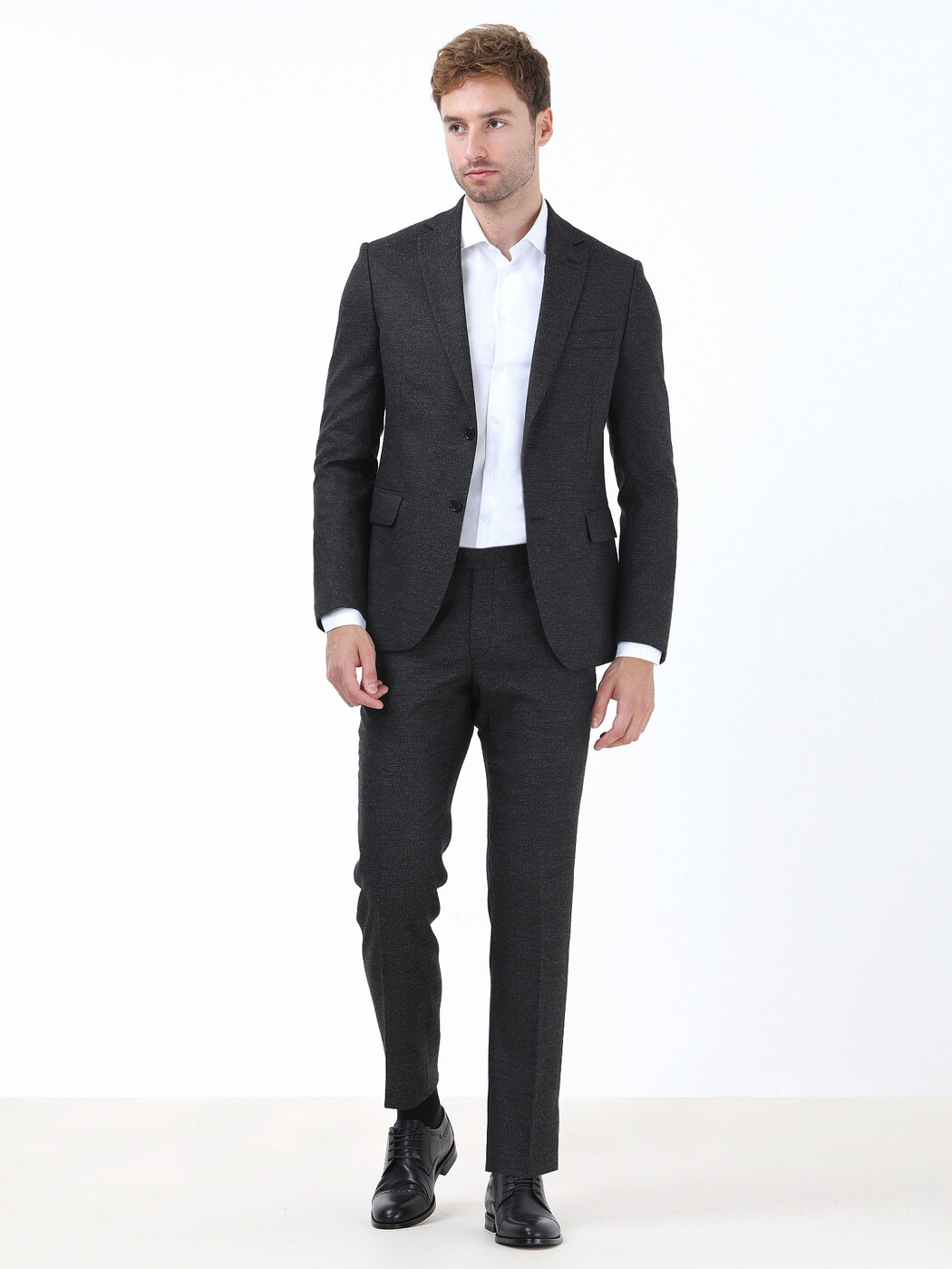 Beyaz Düz Slim Fit Dokuma Klasik %100 Pamuk Gömlek - 3