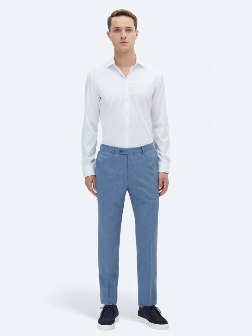 Beyaz Düz Slim Fit Dokuma Klasik %100 Pamuk Gömlek - 2