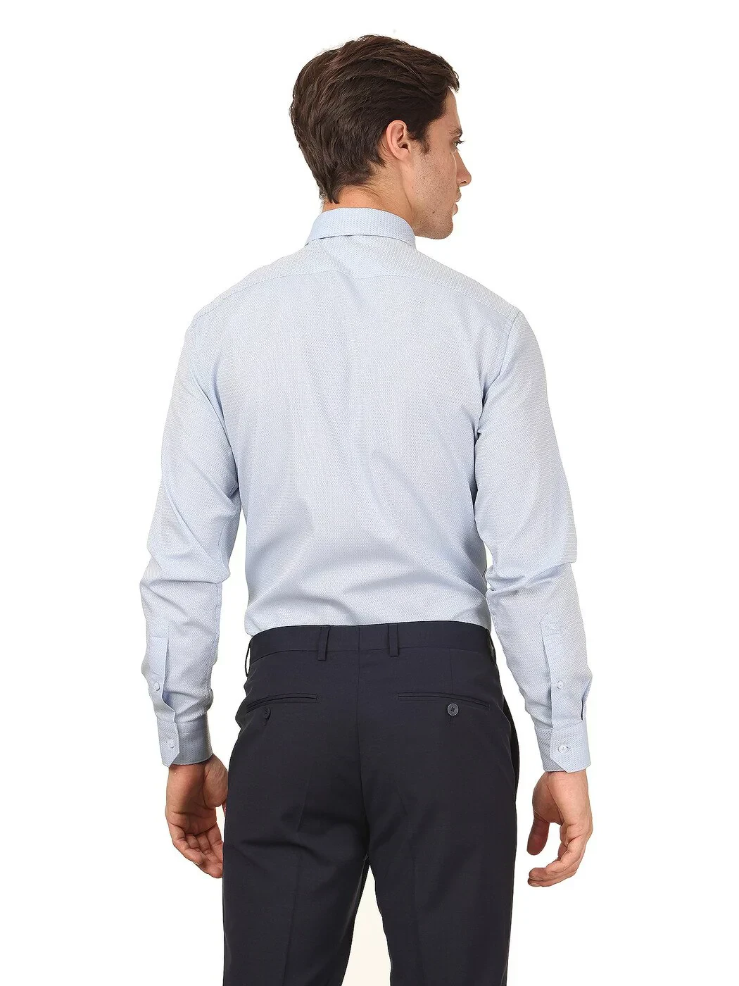 Beyaz Düz Slim Fit Dokuma Klasik Pamuk Karışımlı Gömlek 