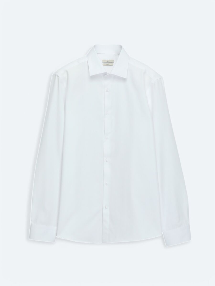 Beyaz Düz Slim Fit Dokuma Klasik Pamuk Karışımlı Gömlek - 6