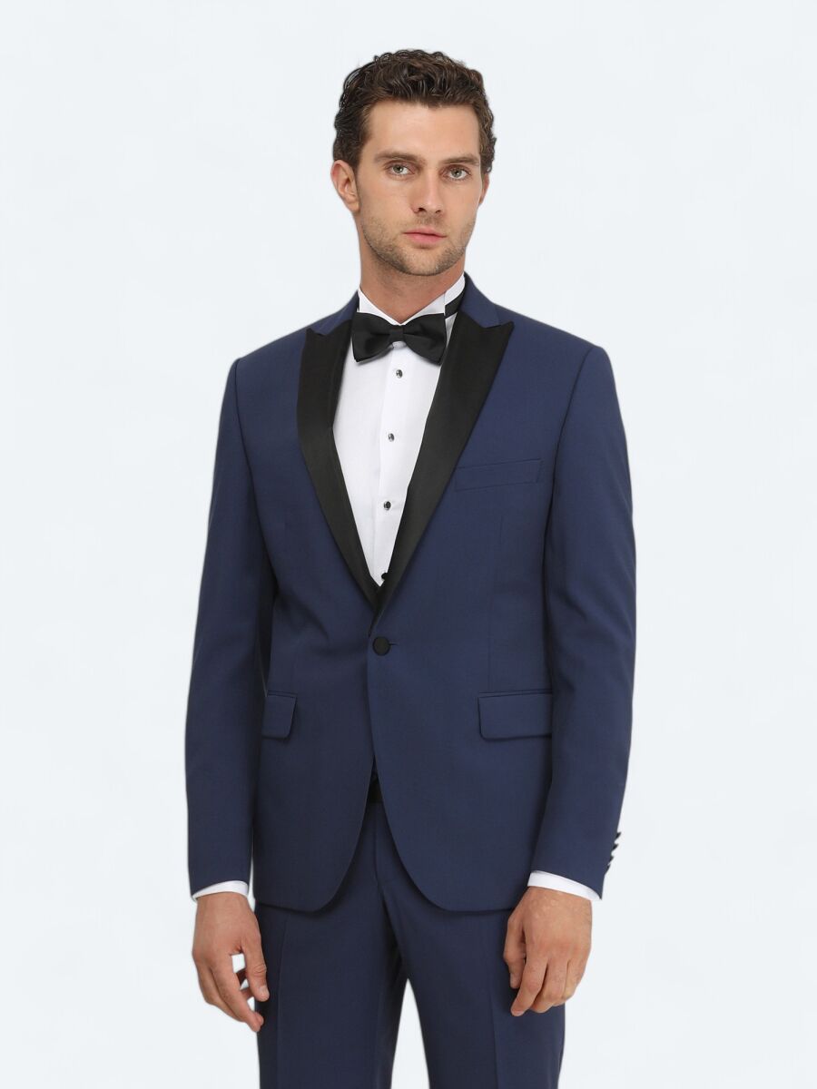 Beyaz Düz Slim Fit Duble Manşet Ata Yaka Smokin Gömlek - 4