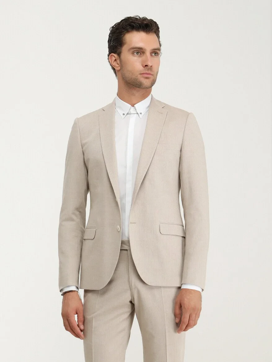 Beyaz Düz Slim Fit Düz Manşet Klasik Yaka Smokin Gömlek - 4