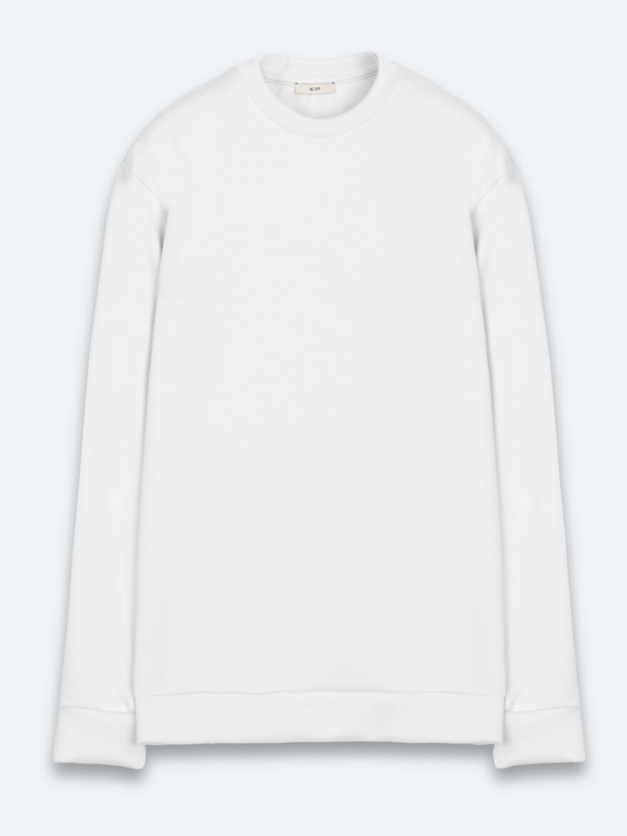 Beyaz Düz Sweatshırt - 6