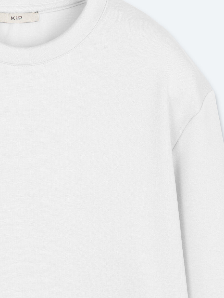 Beyaz Düz Sweatshırt - 7