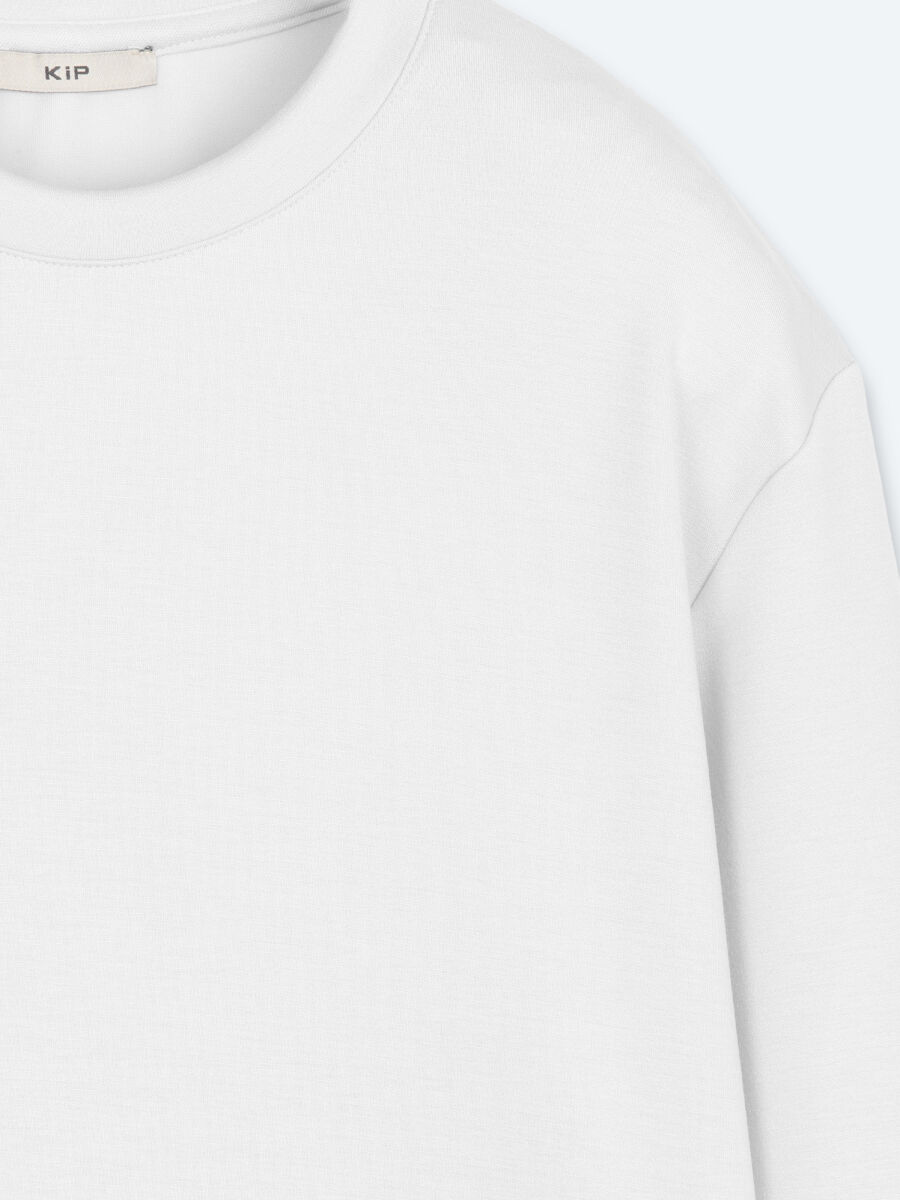 Beyaz Düz Sweatshırt - 7