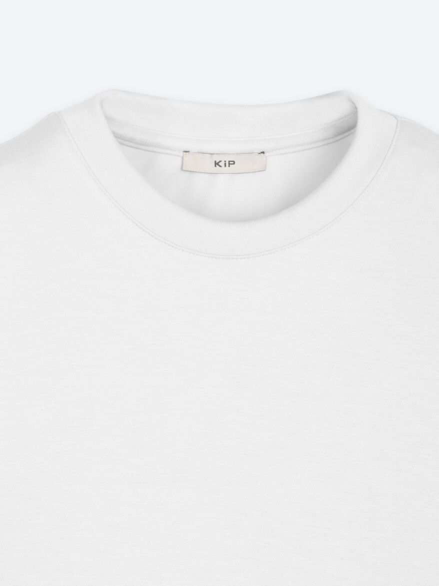 Beyaz Düz Sweatshırt - 8