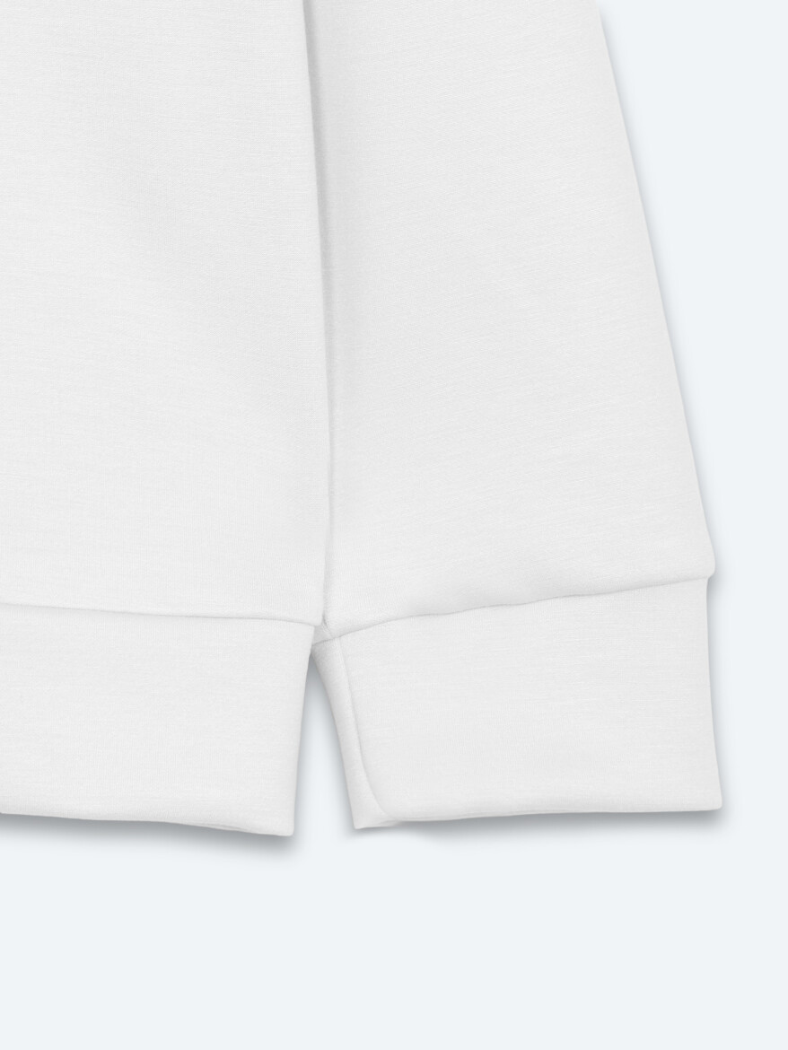 Beyaz Düz Sweatshırt - 9