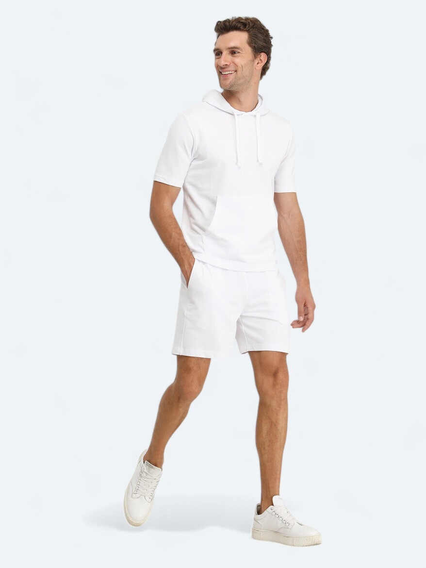 Beyaz Kapüşonlu Sweatshırt - 2