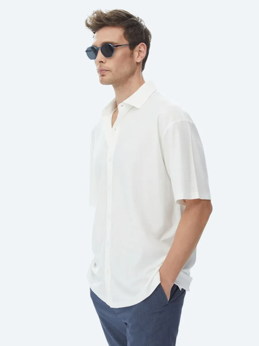 Beyaz Oversize Fit Casual %100 Pamuk Gömlek - 3