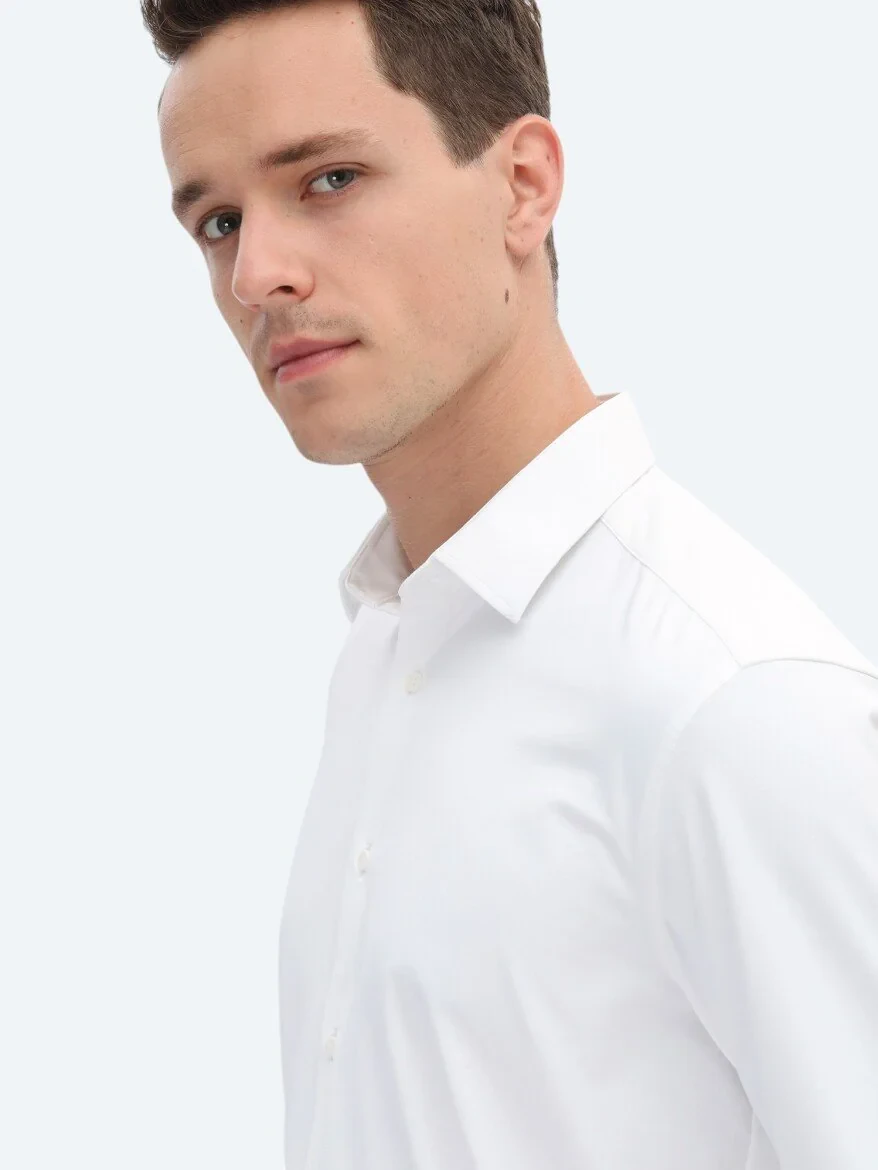 Beyaz Regular Fit Casual Gömlek 