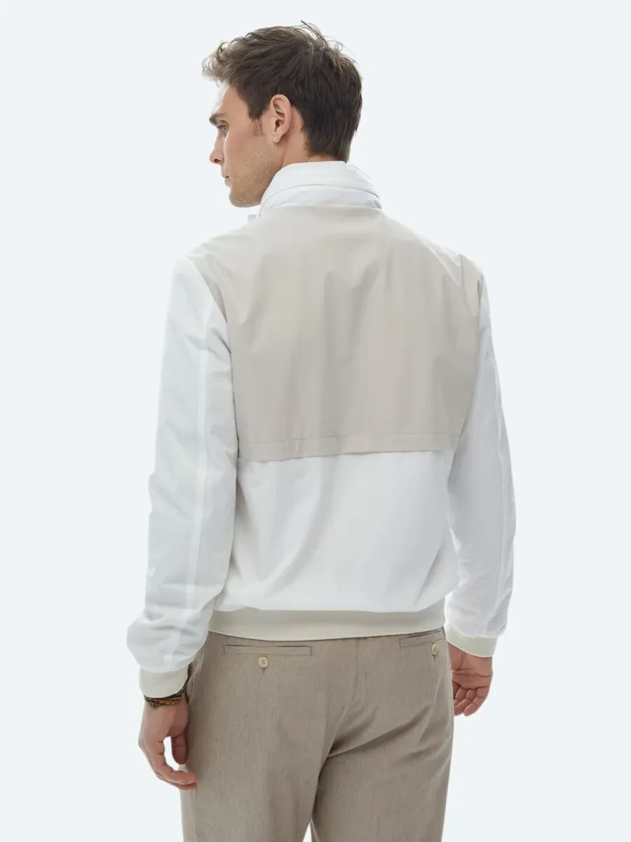 Beyaz Regular Fit Kapüşonlu Casual Dokuma Mont - 10