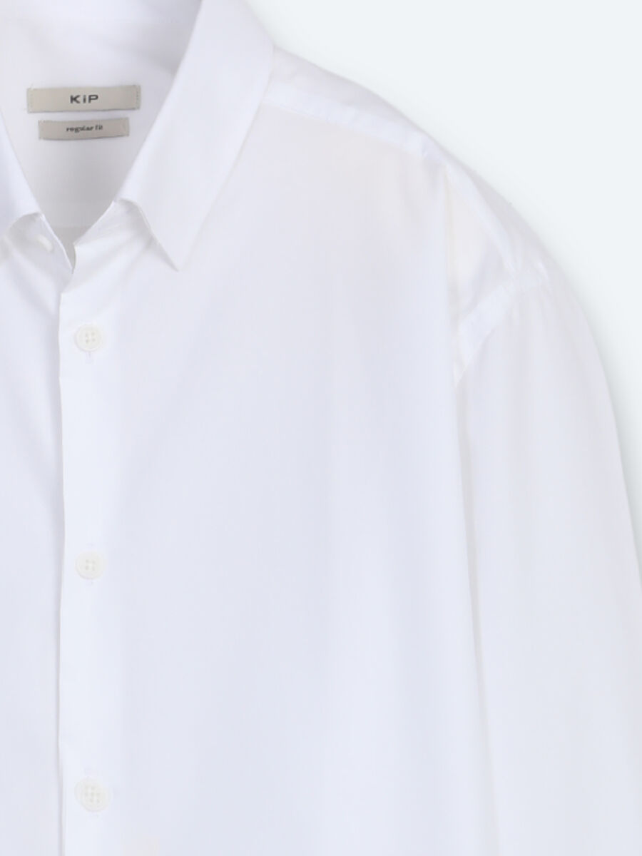 Beyaz Regular Fit Uzun Dokuma Casual %100 Pamuk Gömlek - 7