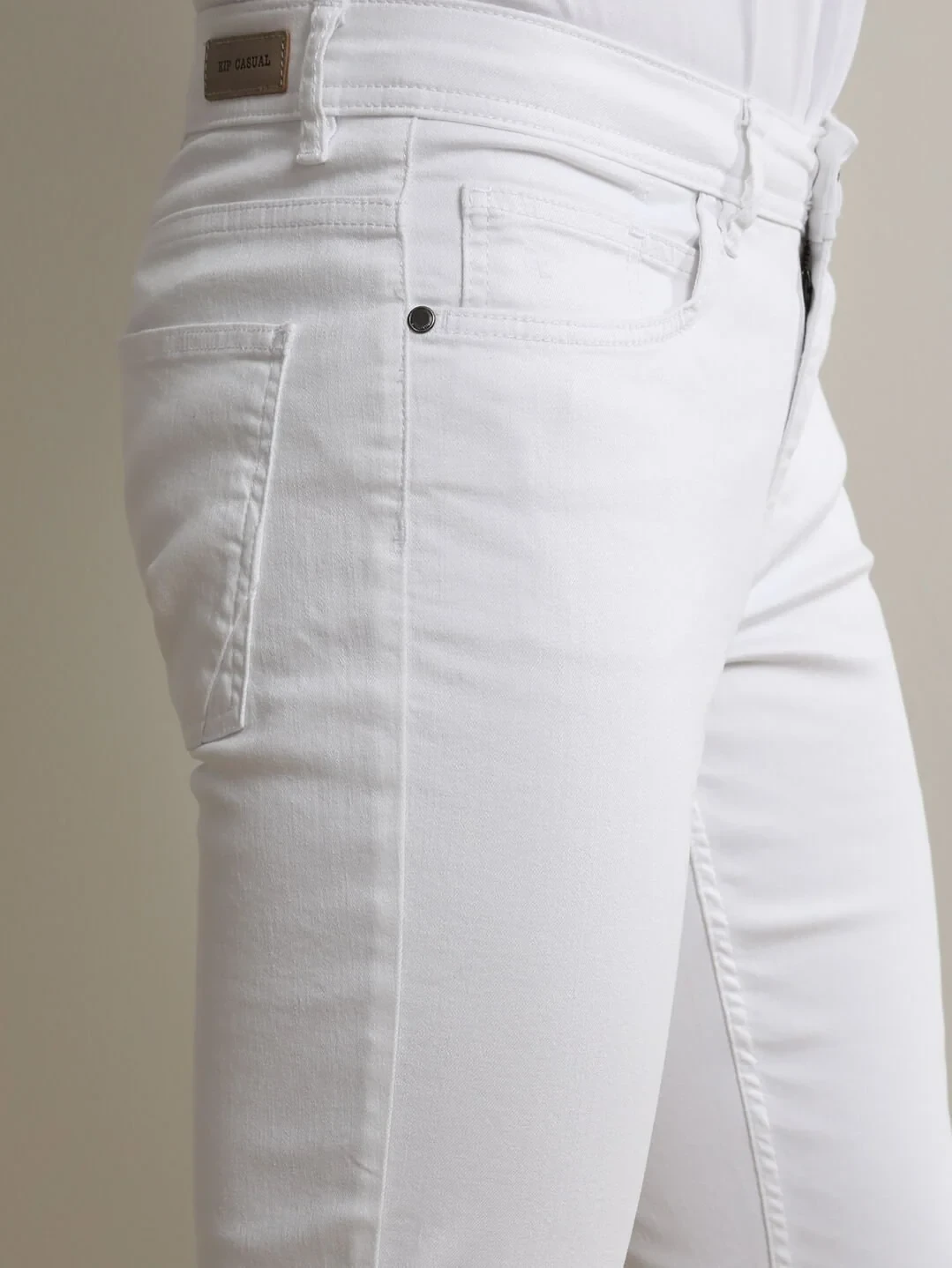 Beyaz Slim Fit Denim Pamuk Karışımlı Pantolon - 2