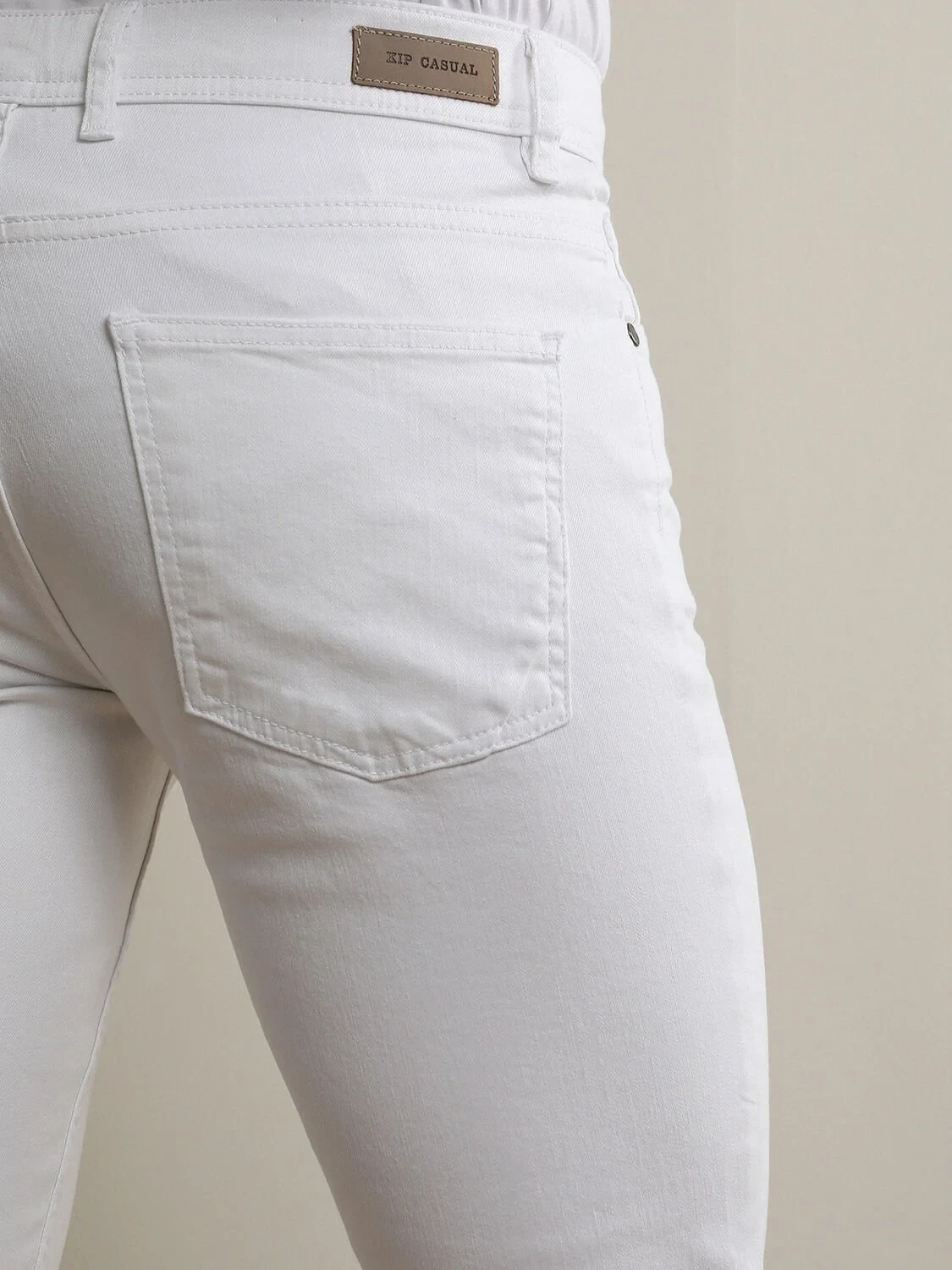 Beyaz Slim Fit Denim Pamuk Karışımlı Pantolon - 4