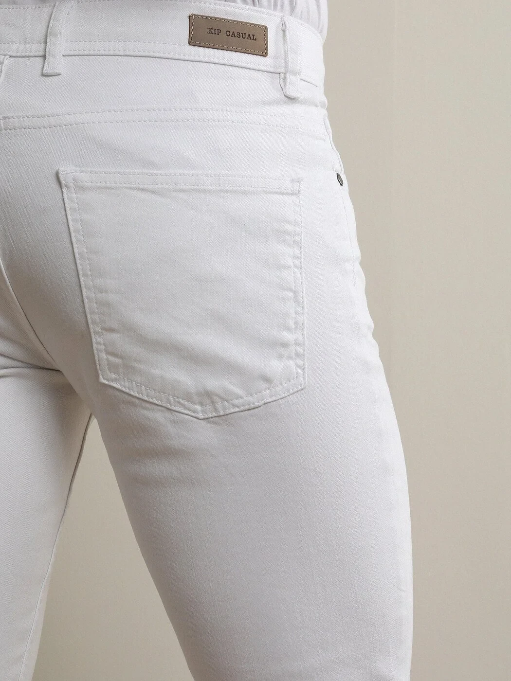 Beyaz Slim Fit Denim Pamuk Karışımlı Pantolon - 6
