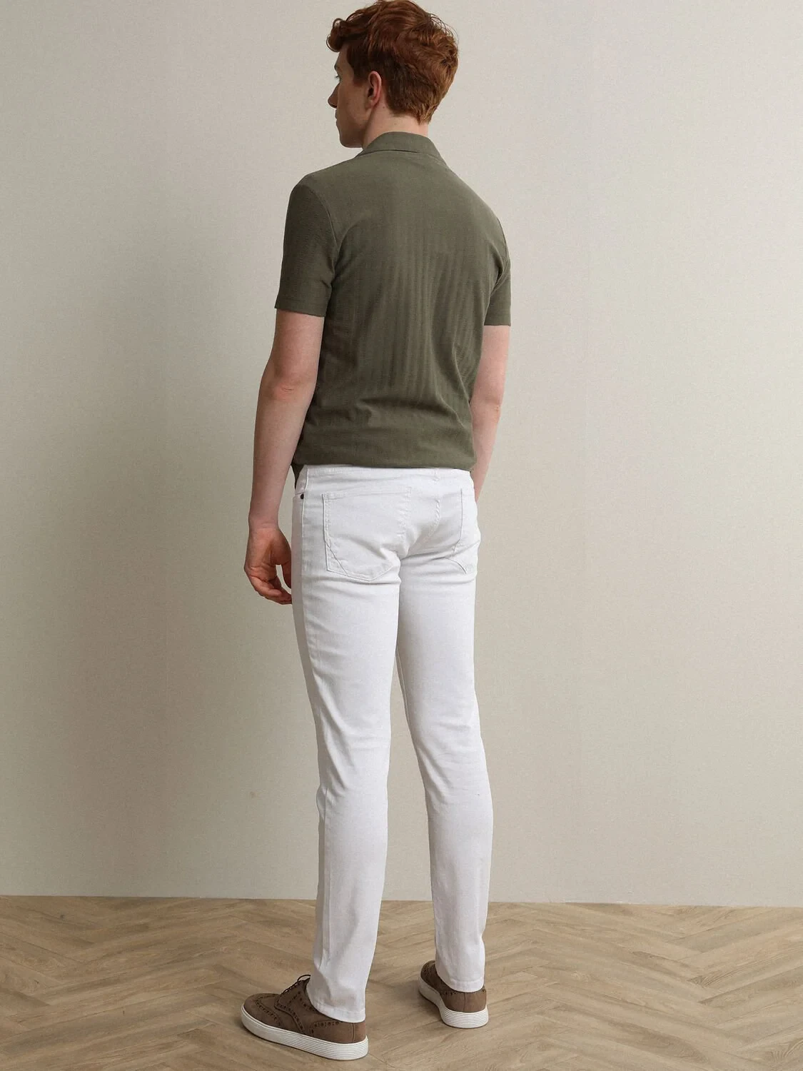 Beyaz Slim Fit Denim Pamuk Karışımlı Pantolon - 7