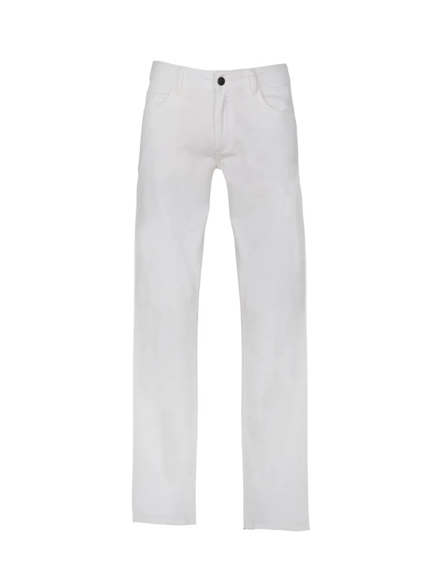 Beyaz Slim Fit Denim Pamuk Karışımlı Pantolon - 5