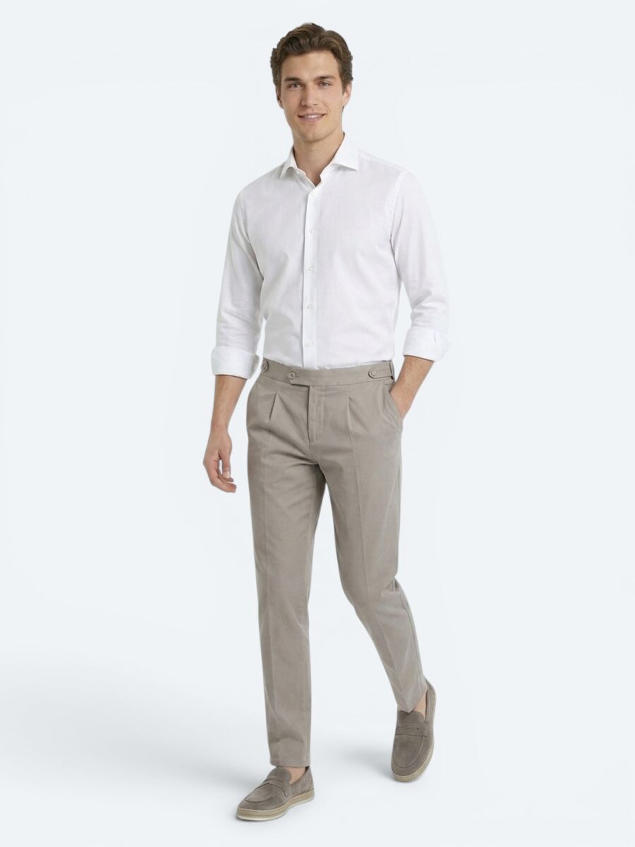 Beyaz Slim Fit Uzun Dokuma Klasik %100 Pamuk Gömlek - 2