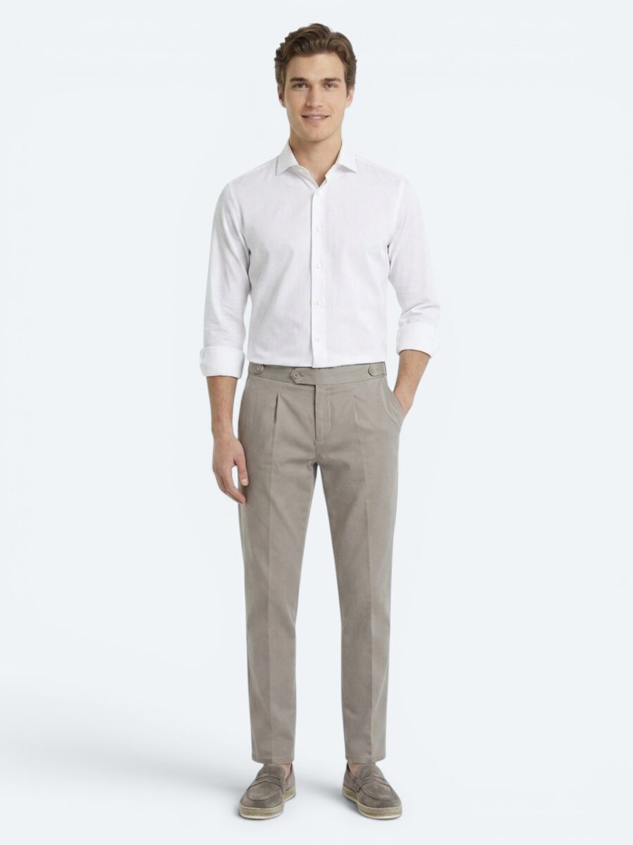 Beyaz Slim Fit Uzun Dokuma Klasik %100 Pamuk Gömlek - 3
