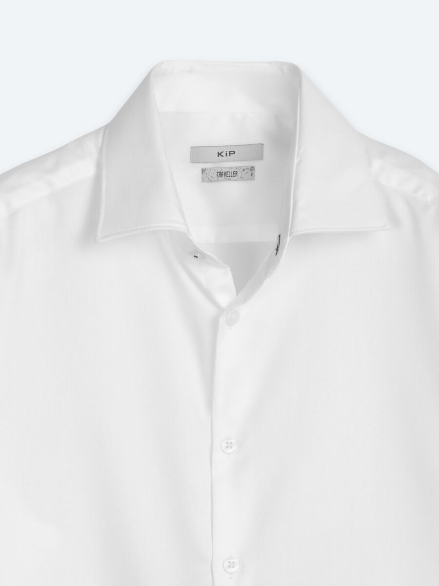 Beyaz Slim Fit Uzun Dokuma Klasik %100 Pamuk Gömlek - 7