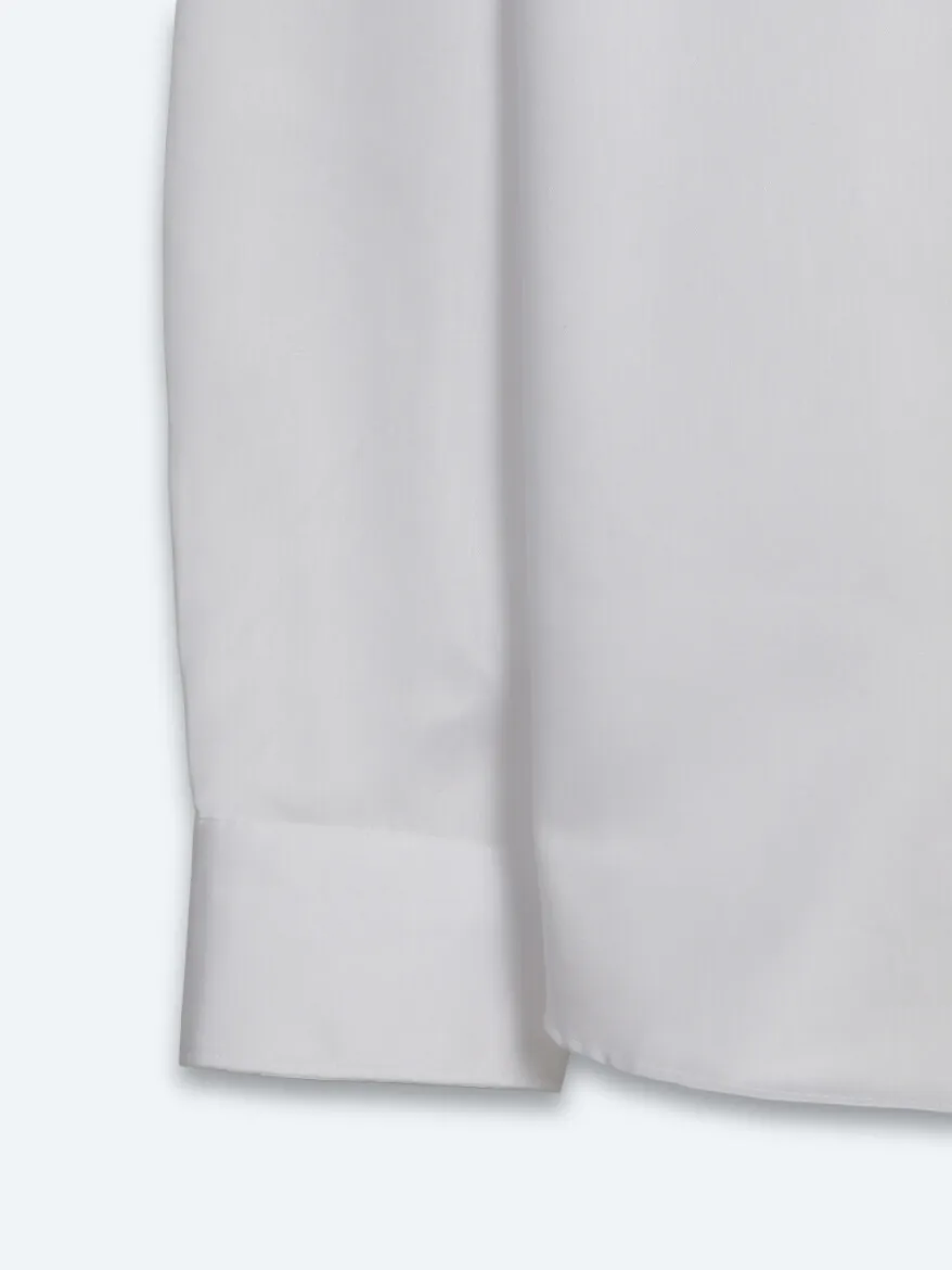 Beyaz Slim Fit Uzun Dokuma Klasik %100 Pamuk Gömlek - 10