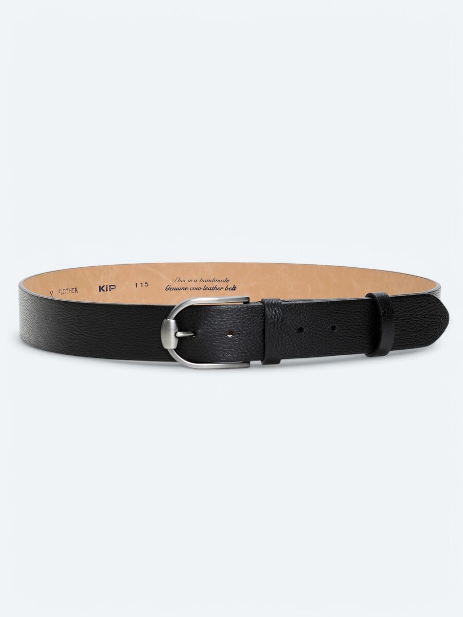 Black %100 Cow Leather Belt - 1