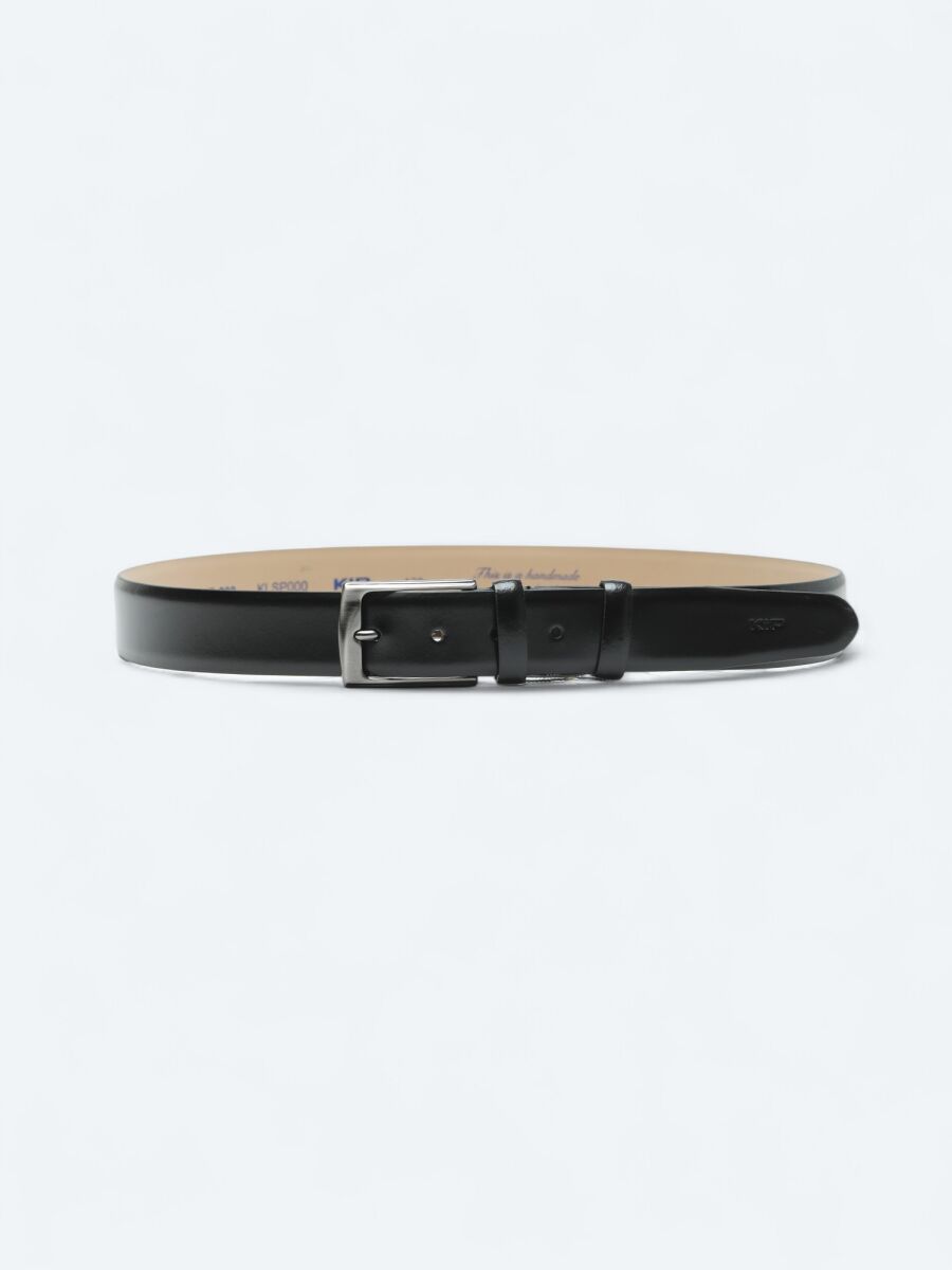 Black %100 Leather Belt - 1