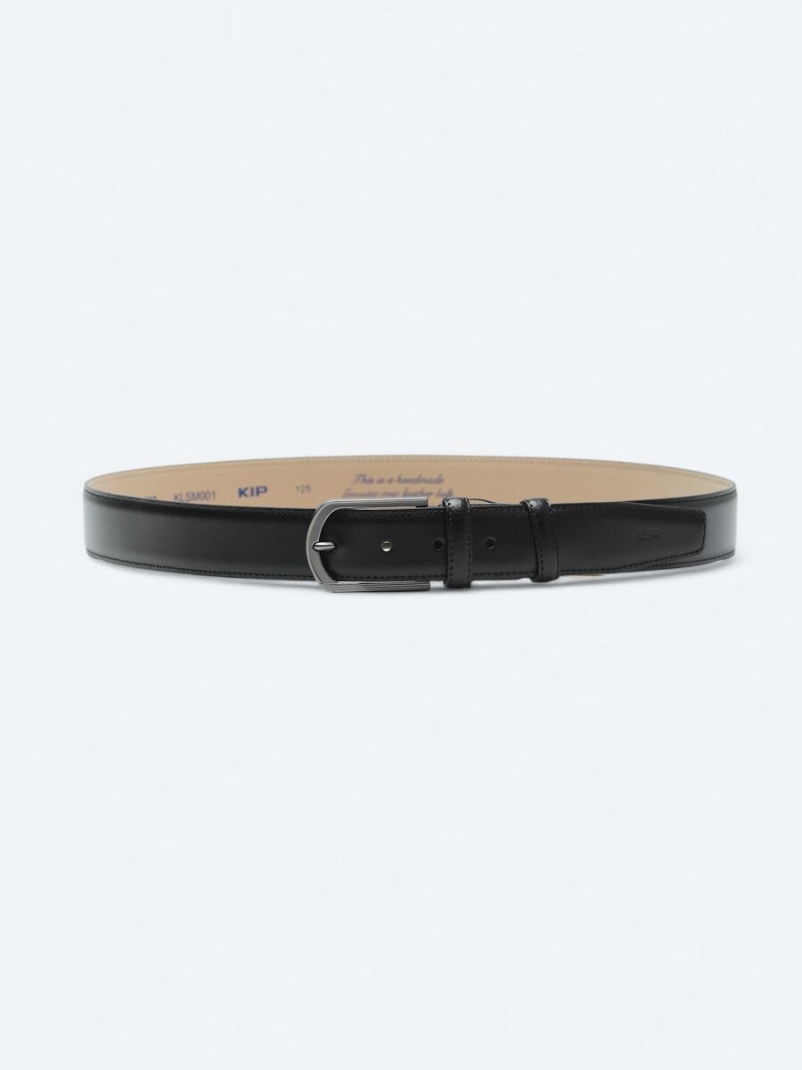 Black %100 Leather Belt - 1
