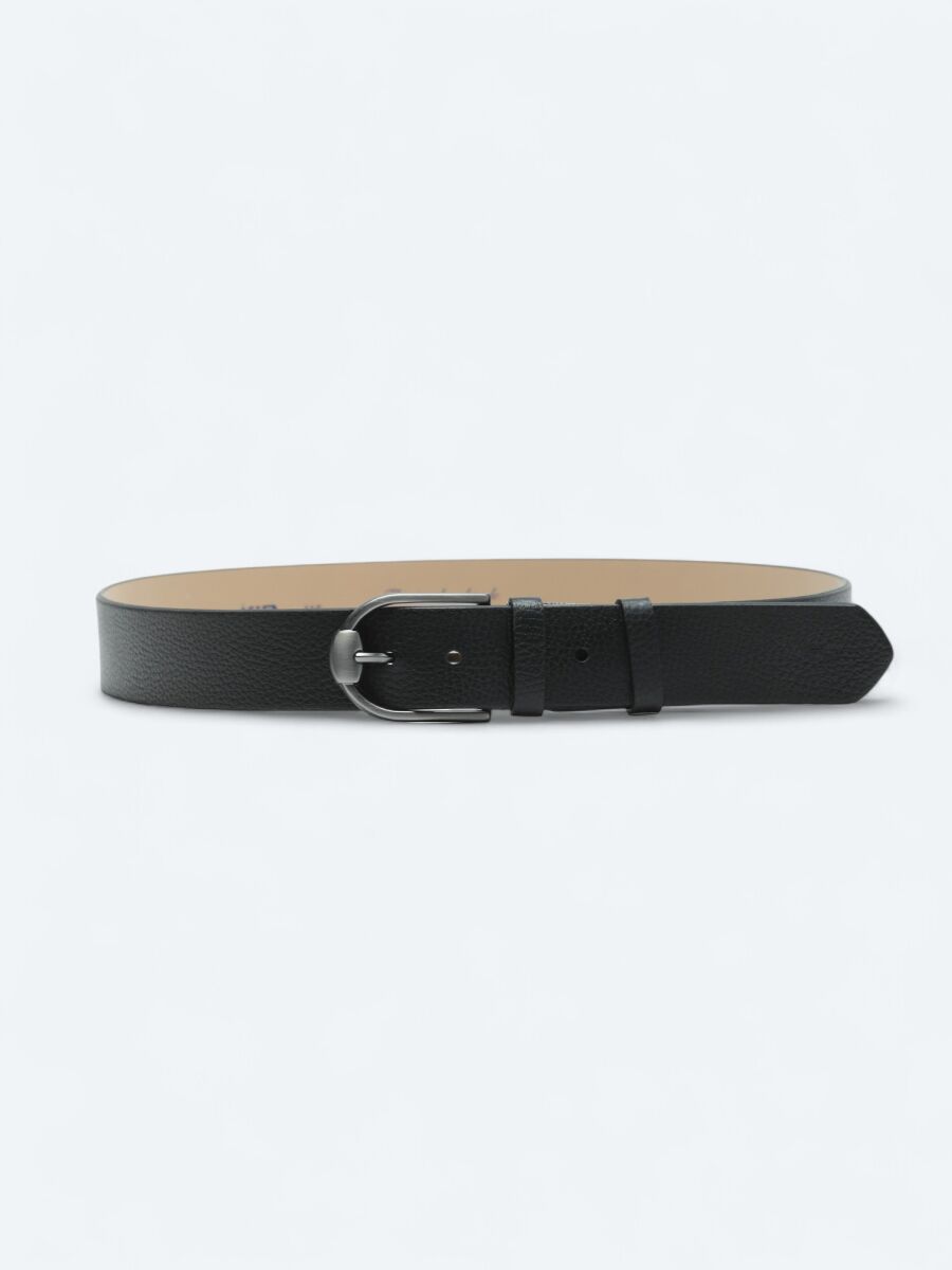 Black %100 Leather Belt - 1
